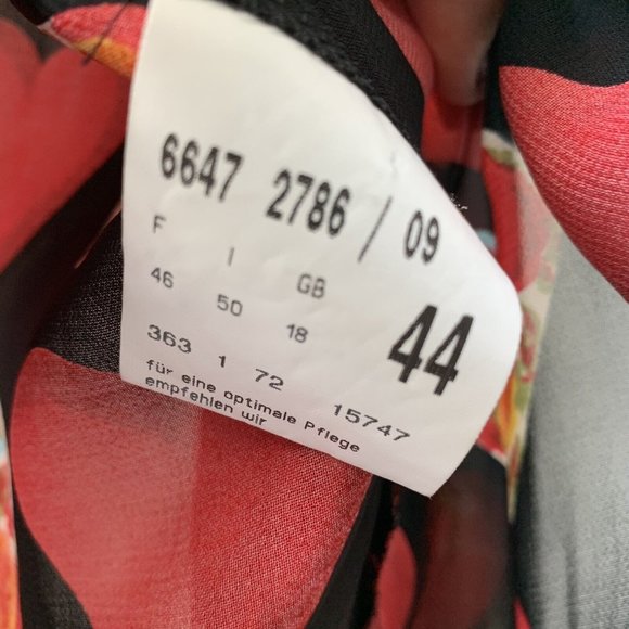 Vintage Sheer Betty Barclay Blouse Shirt Fit UK 14 Heart Pattern Black Red *Mend - Picture 4 of 11